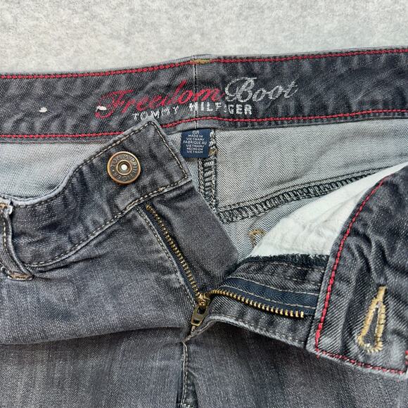 Tommy Hilfiger Freedom Boot Cut Jeans Womens 6R Black Slim Fit Low Rise Y2K Vibe - Picture 2 of 8